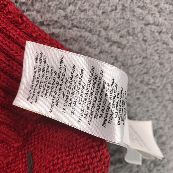 Polo Ralph Lauren Sweater Mens Medium Red Bear Knit Cotton Linen Classic RL - Picture 14 of 15